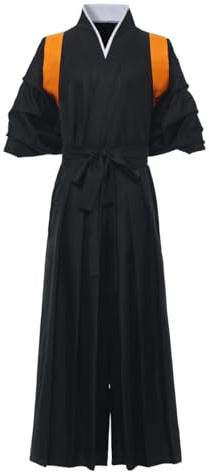 COSDREAMER Kimono japonés Samurai para hombre, uniforme Hakama, traje tradicional de Aikido Kendo para artes marciales, naranja, XS