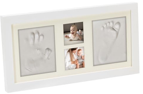 SIRLEY Impronta Mani E Piedi Neonati Con Cornice In Legno, Regalo Nascita Bimbo o Bimba, Kit Per Impronte Neonato Completo Di Argilla Per Lo Stampo