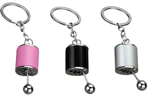 Wenyue 3 piezas Llavero en forma de caja de cambios,Coche Llavero de Palanca Llavero Caja,Llavero de Palanca de Cambios de Seis velocidades Perilla,Llavero plateado con cambio de marchas para coche