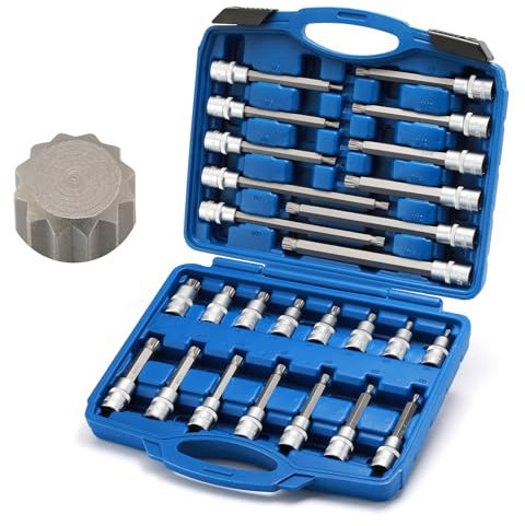 Mayouko 26 Pieces 1/2 Drive XZN Multi-Tooth Nut Socket Set, M-Type, CR-V, 55-200mm, M5-M16, CR-V