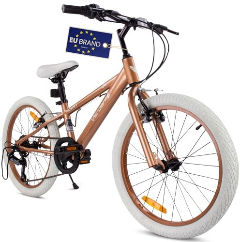 sun baby Jungenfahhrad 20 Zoll Verdant Jungen Bike Leicht Radgröße zur Auswahl 6 Gang Shimano Kinderfahrrad von 6 bis 10 Jahre verstellbare (Cappuccino)