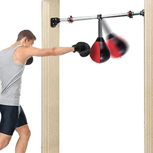 Double d Speed Ball, Boxing Speed Ball, Speed Bag Boxing, Hanging Punching Bag for Home Doorway and Door Frame, with Inflatable Reflex Ball and Adjustable Stand, Adults Kids Exercise