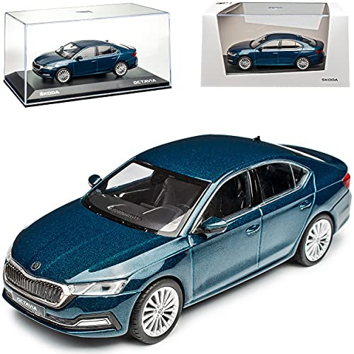 Norev Skod. Octavia IV Limousine Lava Blau Metallic 4. Generation Ab 2019 1/43 Modell Auto mit individiuellem Wunschkennzeichen