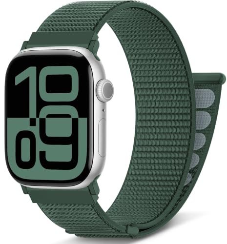 AMSKY Nylon Sport Loop Band Kompatibel mit Apple Watch Armband 40mm 42mm 46mm 44mm 45mm 41mm 38mm 49mm, für iWatch Series 11 10 9 8 7 6 5 4, Ultra SE 3 2 1, Seegrün, (S11/10 42mm)/40mm/41mm/38mm