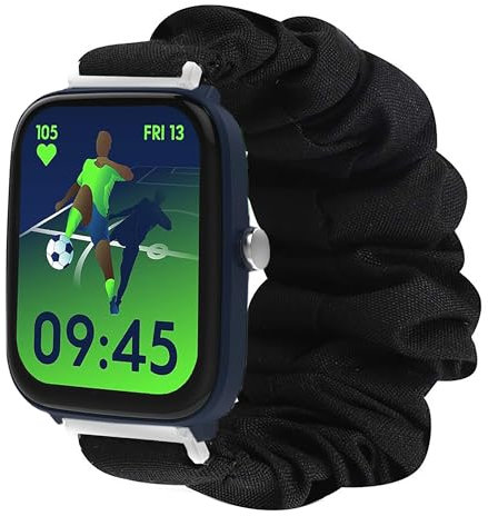 Blueshaweu 20mm Kinder Armband Kompatibel Für Ice-Watch ICE Smart Junior 2.0, weiche Haargummis Uhrenarmband Kompatibel mit ICE Smart Junior 2.0, 3.0, 3.0 FM (schwarz)