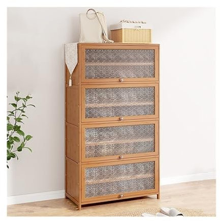 WOTZOV Shoe Rack Multi-Layer Shoe Cabinet with Flip-up Doors, Free Standing Adjustable Shoe Rack Organizer for Closets Hallways Bedrooms Entryways Shoe Storage,9 layers 60cm