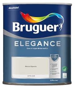 Bruguer ELEGANCE Pintura Monocapa ExtraMate, Paredes y Techos, Interior, Exterior protegido, UltraLavable, Resistente al Desgaste y Manchas Blanco Espuma 750 ml