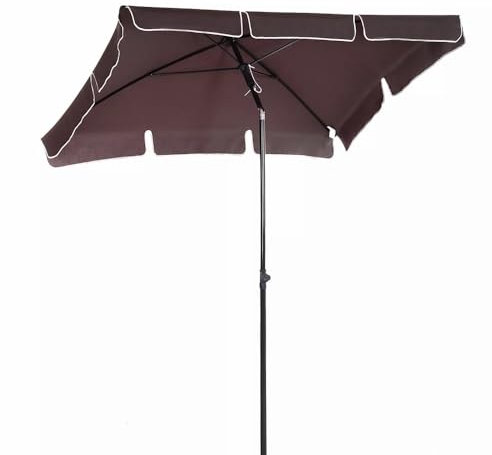 ZYXQQJ Parasol De Jardin Rectangulaire Parasol Manivelle Inclinable Parapluie Pare-Soleil Extérieur Étanche, Portable, Métal Et Polyester(Brown)
