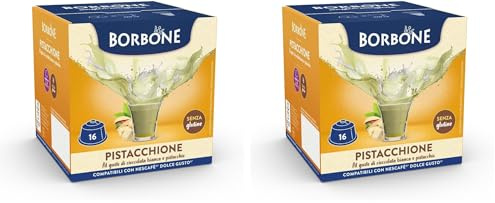 Caffè Borbone Pistacchione - 16 Capsule - Compatibili con macchine ad uso domestico Nescafè®* Dolce Gusto®* (Confezione da 2)