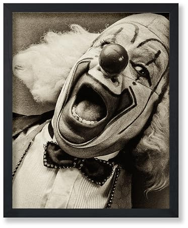 Vintage Lachender Clown Poster, Retro Zirkusclown Fotodruck, Freak Show Kunst, Düsteres Geschenk, Zirkusfans, Deko für Zuhause, Büro, Schlafzimmer, Ungerahmte Wandkunst