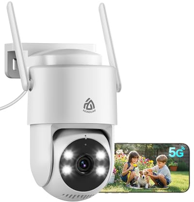 2K Security Camera Outdoor, CCTV Camera with Auto Tracking & 2.4G/5G Dual Band, 360° Pan Tilt WiFi Camera with 24/7 Recording, PIR Human Detection, Sound and Light Alarm, 2-Way Audio, Waterproof