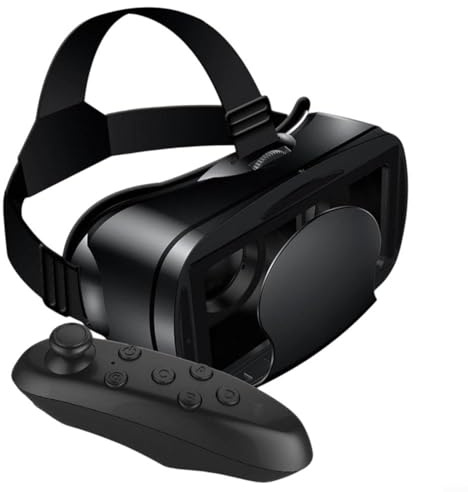 CNANRNANC Verstellbares VR-Headset für Handy 12,7 - 17,8 cm, 3D-Virtual-Reality-Brille mit Game-Controller, Augenschutz, Bauchmuskeln für Filme und Gaming (schwarz)