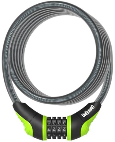 ONGUARD Neon Series 8159 Re-settable Combo Coil Cable Lock, 180cmx12mm, Green