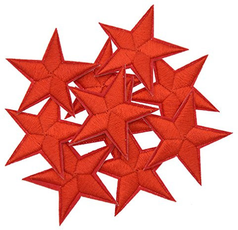 YNuth 10pcs DIY Parche Termoadhesivo Bordado del Diseño de Estrella para Decoración de Ropas Color Rojo