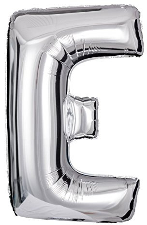 ballonfritz® Ballon Buchstabe E in SILBER - XXL 40/102cm - Folienballons für Luft oder Helium als Geburtstag, Jubiläum, Hochzeit oder Abschluss Geschenk, Party Dekoration oder Überraschung