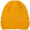 styleBREAKER Damen Strick Wintermütze mit Pailletten, Öffnung für Pferdeschwanz und Thermo-Fleece Futter, Beanie Mütze 04024177, Farbe:Curry