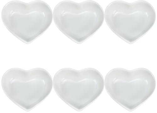 Plato de cerámica multiusos en forma de corazón para condimentos, platos de sushi, platos para aperitivos, platos para servir, platillos (juego de 6), varios colores