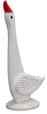 Antikas - Holzfigur, Gans, Weiß, Klein, Tiere, Tierfiguren, Dekoration
