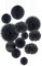 EASY JOY Wedding Decorations - Tissue Paper Pom Poms, Paper Fans, Lanterns, Honeycomb Balls in Black for Birthday & Graduation Parties