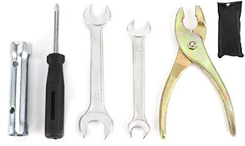 Kit de herramientas de reparación de motocicletas, Qiilu Universal Kit de herramientas de reparación de motocicletas Llave de metal + Destornillador + Alicates + Juego de enchufes de bujía
