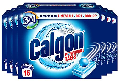 Calgon Tabletas Suavizante de Agua Powerball 3 en 1, 15 tabletas, Multipack de 7