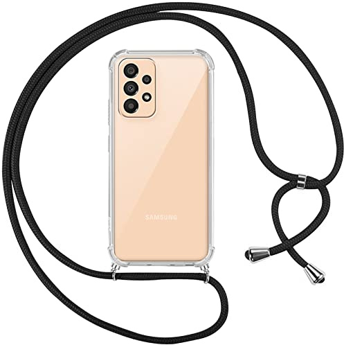Pnakqil Funda con Cuerda para Samsung Galaxy A33 5G 6.4 Carcasa Transparente Suave TPU Silicona Case con Negro Colgante Cordon Colgar Collar Correa de Cuello Cadena Cordón para Samsung A33 5G Fundas