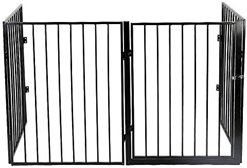 Rejilla de Barrera para el Horno Plegable,Reja de Protección de Metal | Rejilla Protectora Metálica Plegable con Puerta, Barrera Seguridad para Niños y Mascotas-Caja de perros-240 * 2,5 * 75cm (4 pz)