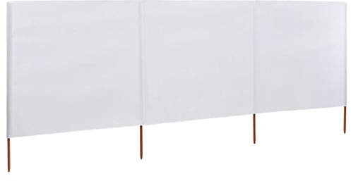 Tidyard Paravento da spiaggia a 3 pannelli in tessuto, 400 x 120 cm, bianco, tenda laterale esterna - contro vento, sole e visione, privacy contro sole vento vista per giardino patio balcone