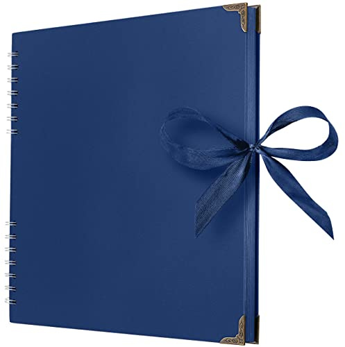 Bstorify Square Scrapbook Photo Albums 80 Pages (28 x 28 Cm) Blue | Thick Paper, Hardcover, Ribbon Closure - Ideal for Your Scrapbooking Albums, Art & Craft Projects (Blue, 28 x 28 Cm)