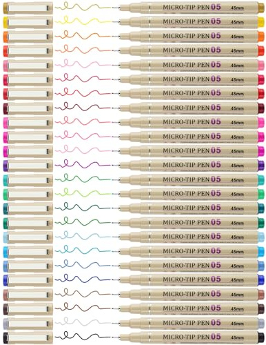 ATTOM TECH ART 24 Farben Fineliner Set – Micron Fineliner Stifte | Perfekt für Skizzieren, Anime, Technisches Zeichnen, Manga, Tuschestifte für Büro- und Kunstbedarf – Wasserfest, Bunt