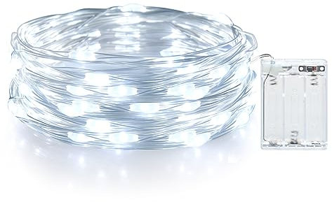 Gcstnn Stringa Luci Led a Batteria, 3metri 30 Led Rame filo Catene Luminose Lucine Fata Luci con timer per per camere, terrazze, Halloween, Natale, decorazione(Bianco freddo)