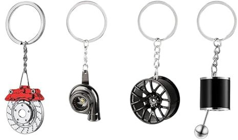 GEFIRE Schlüsselanhänger Auto 4 Stück Turbolader Schlüsselanhänger, Car Keychain Fast and Furious Schlüsselanhänger Coole Schlüsselanhänger für Autoliebhaber ein Muss zum Verschenken