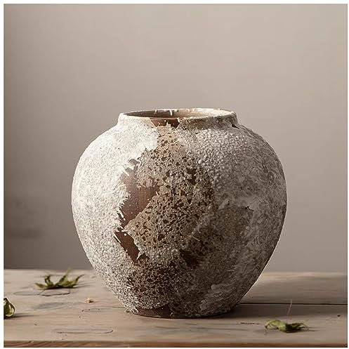 Lllunimon Vintage Wabi-Sabi Stil Keramik Vase, rustikale Boden hohe Vase für Bauernhaus Dekor, Wohnzimmer Eintrag Tisch Mittelstück, Küche, Hochzeitsgeschenk,A
