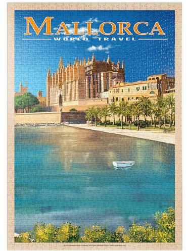 MyPuzzle Palma de Mallorca, Spanien - Die Bezaubernde Kathedrale Santa Maria am Meer, Vintage Travel Poster - Premium 1000 Teile Puzzle - MyPuzzle Sonderkollektion von Havana Puzzle Company