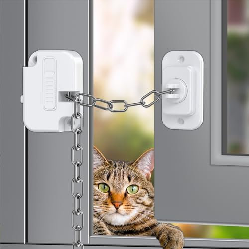 2 Pièces Securite Fenetre Enfant, Verrou de Sécurité pour Enfants Réglable, Sans Perçage, Fenêtre de Sécurité Enfant avec Ddhésif de Fenêtre Puissant, Bloc de Porte de Style Chaîne
