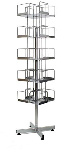 5 Tier Rotating 20 Bay Multi Spinner in Silver for Books, DVDs and Napkin Display (K33)