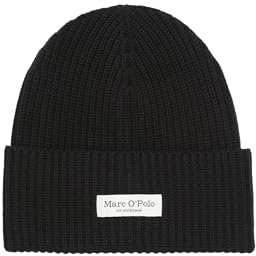 Marc O'Polo Damen Strickmütze aus Bio-Baumwolle Beanie, Schwarz (Black), One Size