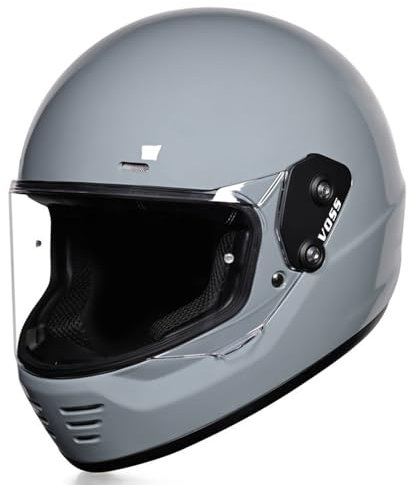 Caikbms Vintage Motorrad Integralhelm, Offroad Helm, ECE Zertifiziert Für Cruiser Moped Chopper Streetbike Cafe Racer C,Medium