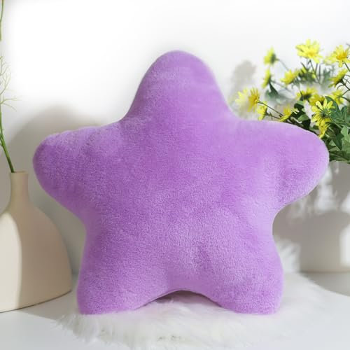 Herfair Kuschelkissen Kinder Sternkissen, Weiche Flauschige Sternform Zierkissen Sofakissen, Plüsch Kissen Dekokissen für Kinderzimmer Schlafzimmer Deko (Lila,30 cm)