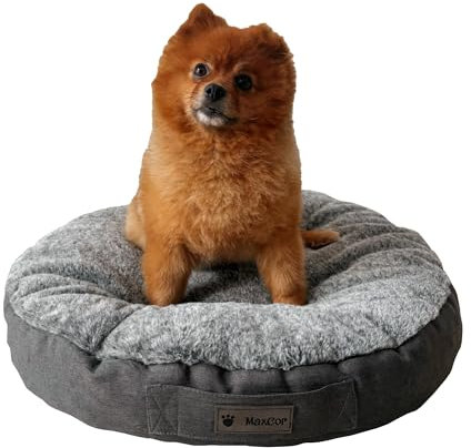 MaxCor Kleines Kissen für Hunde und Katzen, rund, aus Memory-Schaum – entlastet und bewahrt die Gelenke – entspannt und wendbar Sommer/Winter – leicht zu transportieren – verformt Sich Nicht und ist