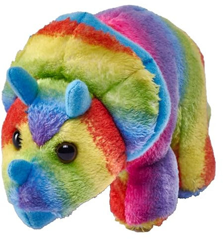 Wild Republic Pocketkins Eco Rainbow Triceratops, Stofftier, 12 cm, Plüschtier, Hergestellt aus recycelten Materialien, Umweltfreundlich