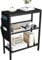 Yusong Small Narrow Side Table for Small Spaces, Slim End Table with Storage Bag, Sofa Snack Table with Adjustable Metal Mesh, 3 Tier Accent Skinny Beside Table for Living Room & Bedroom, Black Oak