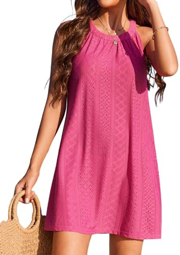AI'MAGE Femme Bikini Cover Up Été Robe de Plage Courte Plage Poncho Vacances Maillot de Bain Décontracté Lâche Beachwear Rose S
