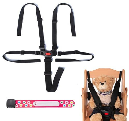 Hochstuhl Sicherheitsgurte,5 Punkt Gurt Sicherheitsgurt,Ersatz Sicherheitsgurte,Universal Kinderschutzgurt,Verstellbare Sicherheitsgurte Gurte,mit 1 ID Armband,für Kinder