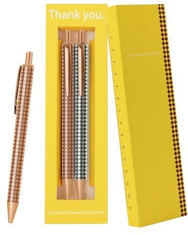 TUNJILOOL Kugelschreiber, biometrische Kugelschreiber aus Metall, biometrischer Stift mit Klickfunktion, 0.5 mm-Meter-Kugelschreiber für Schule, Büro, Haus und Zeichnung(2xGelb+1xGrün)