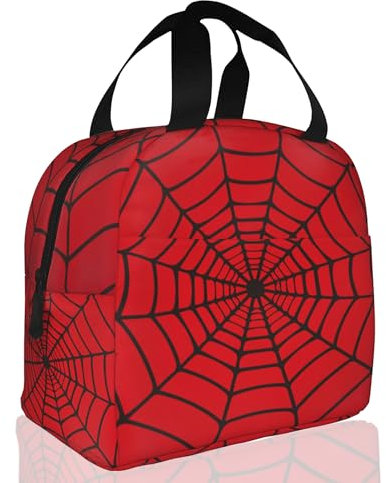 Lonchera térmica reutilizable con tela de araña roja para niños, escuela, estudiantes, picnic, oficina, trabajo