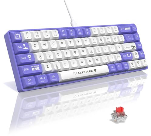 AK680 65% kabelgebundene Hotswap-Mechanische Gaming-Tastatur, 68 Tasten tragbar Anti-Ghosting, Regenbogenbeleuchtung programmierbar, Eva-Sandwich, ergonomisch, Hülsenroter Schalter für MAC/Win-Lila