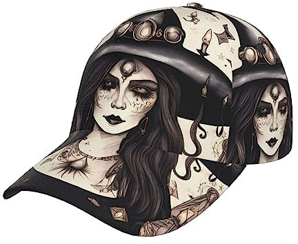 GTDEALS HD Koi Fisch Print Baseball Cap Herren Damen Verstellbar Outdoor Hut Papa Hut Einstellbare Größe, Magic Witch Witchcraft Bo, One size