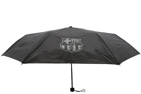 CyP Brands FCBarcelona Regenschirm, faltbar, manuell, 48 cm, Schwarz, Barça, offizielles Produkt, Schwarz