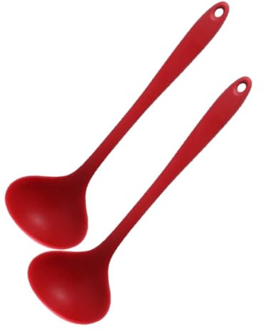 2 Pièces Louche à Soupe En Silicone, Cuillère à Louche En Silicone De 11,2 Pouces, Cuillères à Soupe à Long Manche, Louches à Soupe Pour Servir des Cuillères à Louche De Cuisine Résistantes(rouge)